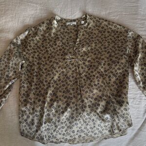 Vince Black and Pale Gold Patterned Blouse